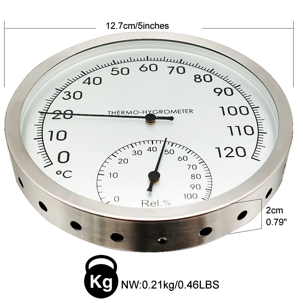 Temperature-Humidity-Meter Room-Accessories Sauna Steam Wood 2-In-1 Metal Casing - Image 3