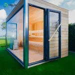 Modern Design 6kw Power Hemlock Solid Wood Panoramic Outdoor Dry Steam Sauna with Control Panel High Quality