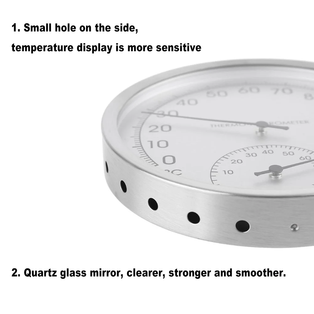 Temperature-Humidity-Meter Room-Accessories Sauna Steam Wood 2-In-1 Metal Casing - Image 2