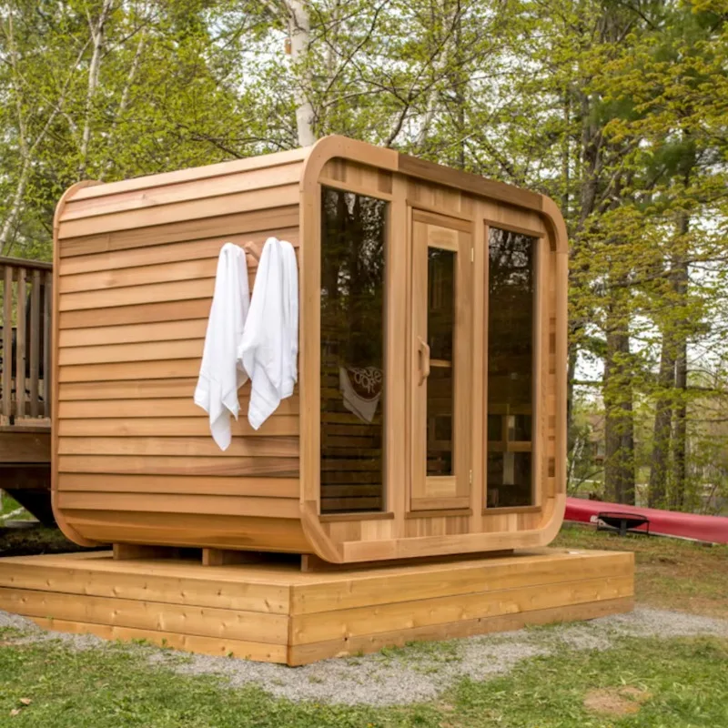 Traditional 6 Person Outdoor Sauna Room 6kW Stove Red Cedar Square House Far Infrared Steamer - Image 2