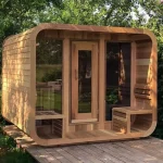 Traditional 6 Person Outdoor Sauna Room 6kW Stove Red Cedar Square House Far Infrared Steamer