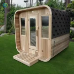 Customized Sauna Room Wooden Traditional 2-3 Person Canadian Barrel Hemlock Red Cedar Outdoor