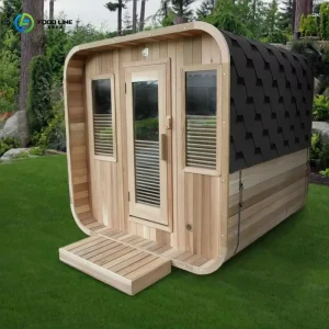 Customized Sauna Room Wooden Traditional 2-3 Person Canadian Barrel Hemlock Red Cedar Outdoor
