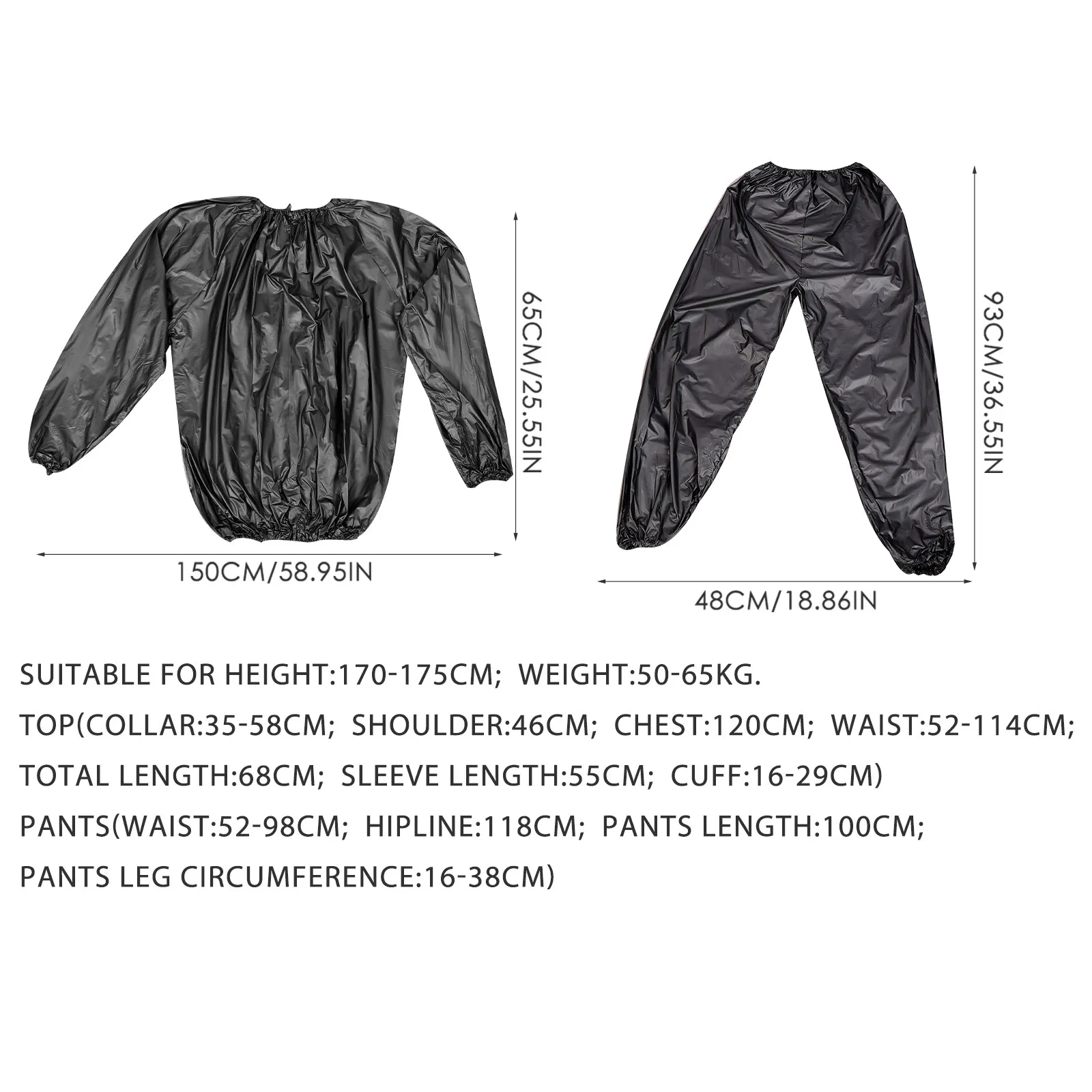 1Set Sweat Sauna Pants and Suit Polyethylene Material Supports Fat Burning Toxin Removal Snug Comfortable Fit - Image 5