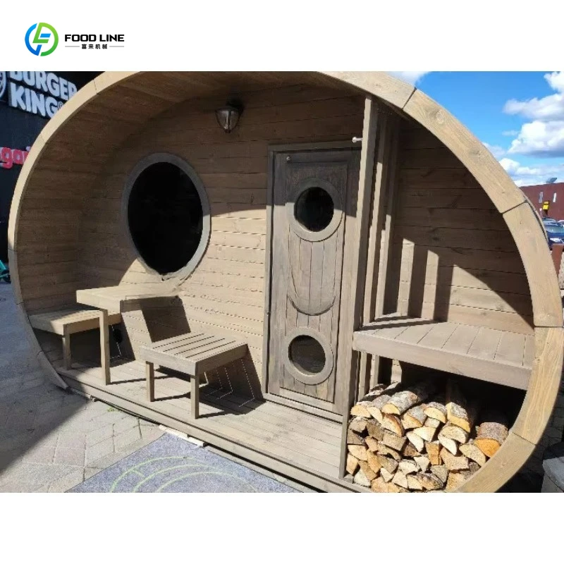Customized Outdoor Barrel Sauna Suite Traditional Wood Burning Stove Village Wellness Retreat - Image 3