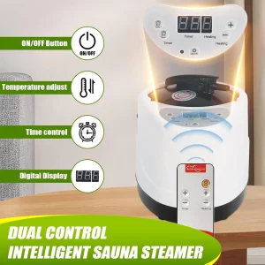 3L Sauna Steamer Stainless Steel Liner Large Capacity Sauna Steamer Pot, Home SPA Accessories with Remote Control for SPA Hotel