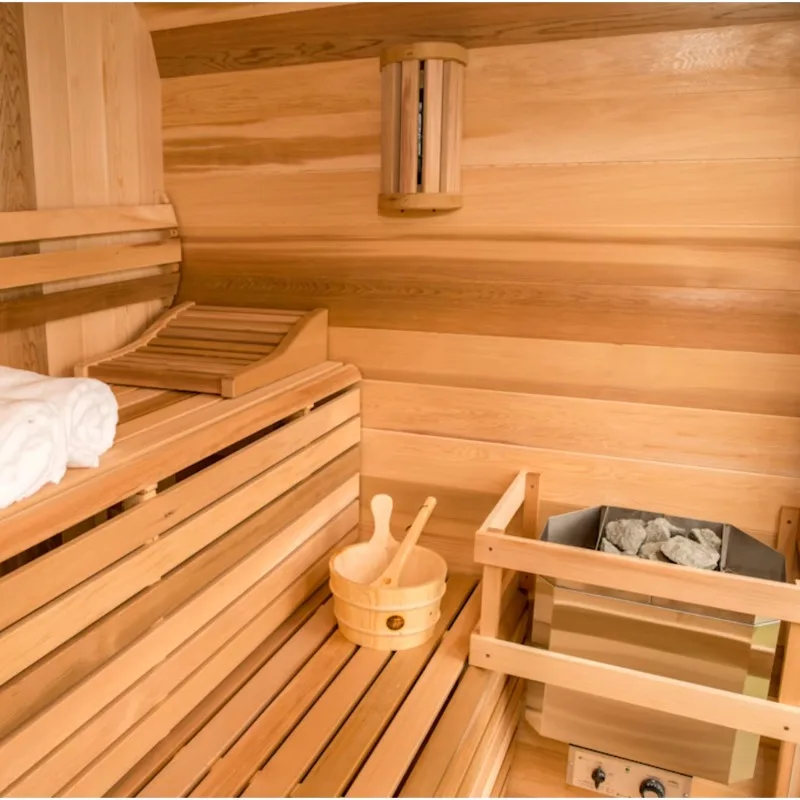 Traditional 6 Person Outdoor Sauna Room 6kW Stove Red Cedar Square House Far Infrared Steamer - Image 6
