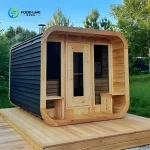 Modern Design Outdoor Sauna Room with Comfortable Benches Shower Water-Resistant Roof Low Price for Home Villa Use Customized