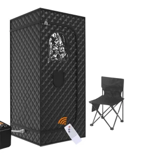 Portable Steam Sauna Indoor Home SPA Full Body Personal Sauna Tent with Folding Chair Temperature Time Remote Control