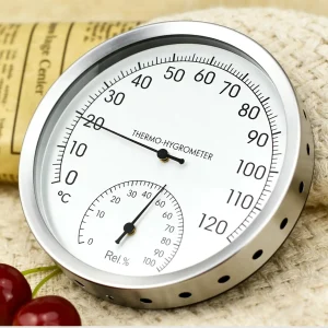 Temperature-Humidity-Meter Room-Accessories Sauna Steam Wood 2-In-1 Metal Casing